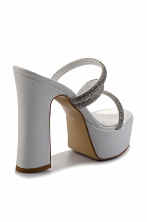 Beyaz Lame  Kadın Terlik K04606050308