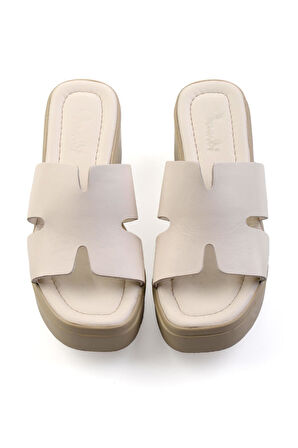 Bej Leather Kadın Terlik K04628100003