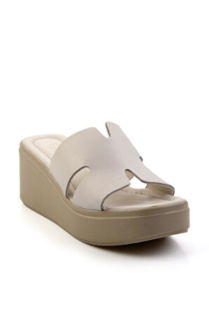 Bej Leather Kadın Terlik K04628100003