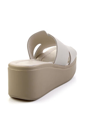 Bej Leather Kadın Terlik K04628100003