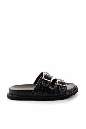 Siyah Baskı Detaylı  Kadın Terlik K04638015010