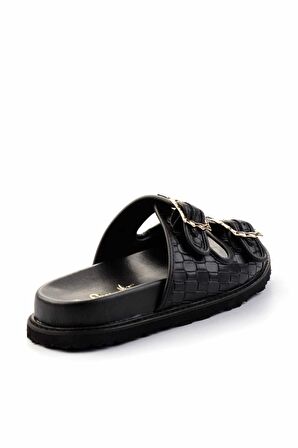 Siyah Baskı Detaylı  Kadın Terlik K04638015010