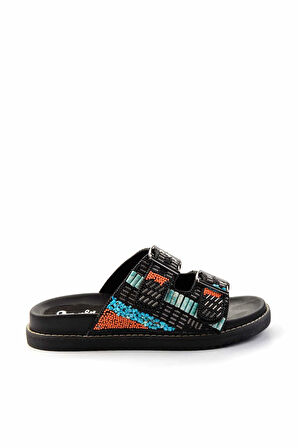 Siyah Çok Renkli  Kadın Terlik K04678200087