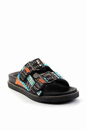 Siyah Çok Renkli  Kadın Terlik K04678200087