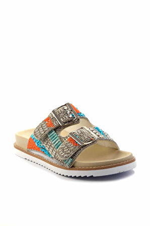 Bej Çok Renkli  Kadın Terlik K04678200087