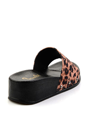 Kahve Leopar  Kadın Terlik K04685020404