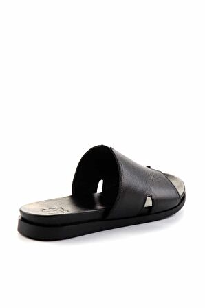 Siyah Hakiki Deri Kadın Terlik K04724670003