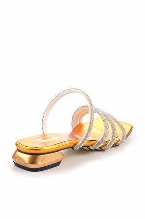 Metalik Turuncu  Kadın Terlik K04726200009