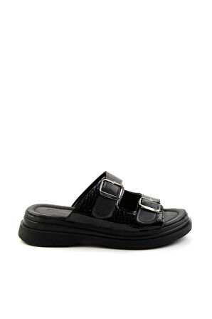 Siyah Rugan Kroko  Kadın Terlik K04761038009