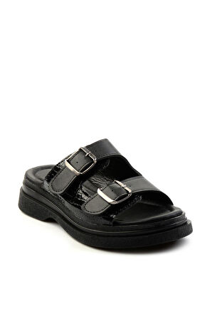 Siyah Rugan Kroko  Kadın Terlik K04761038009