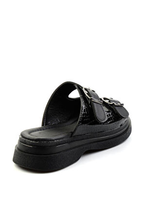 Siyah Rugan Kroko  Kadın Terlik K04761038009