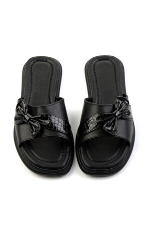 Siyah Rugan Kroko  Kadın Terlik K04761038109