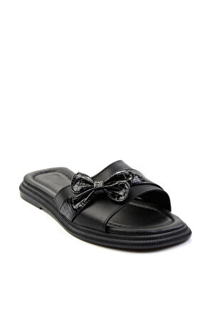 Siyah Rugan Kroko  Kadın Terlik K04761038109