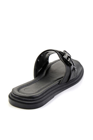 Siyah Rugan Kroko  Kadın Terlik K04761038109
