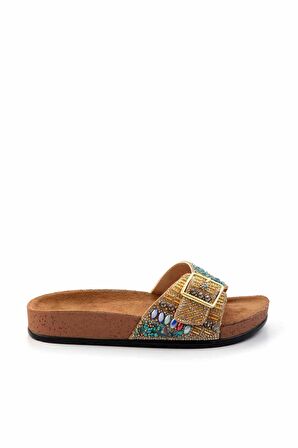 Altın Taşlı  Kadın Terlik K04784040687