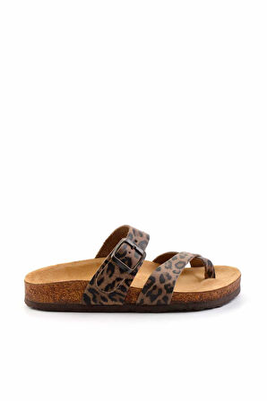 Leopar Hakiki Deri Kadın Terlik K04819181003