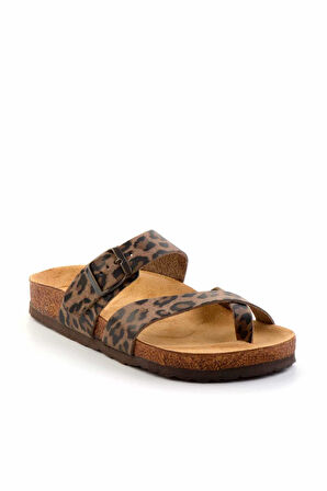 Leopar Hakiki Deri Kadın Terlik K04819181003