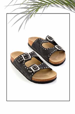 Siyah Nubuk  Kadın Terlik K04819010101