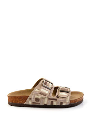 Bej Çok Renkli  Kadın Terlik K04819010582