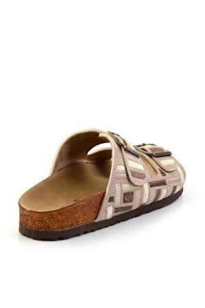 Bej Çok Renkli  Kadın Terlik K04819010582