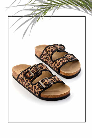 Leopar Kumaş  Kadın Terlik K04819182204