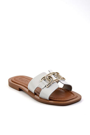 Beyaz Leather Kadın Terlik K04826053503