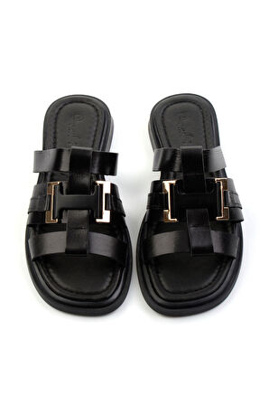Siyah Leather Kadın Terlik K04826053903