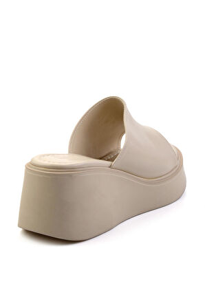 Bej Leather Kadın Terlik K04826077409