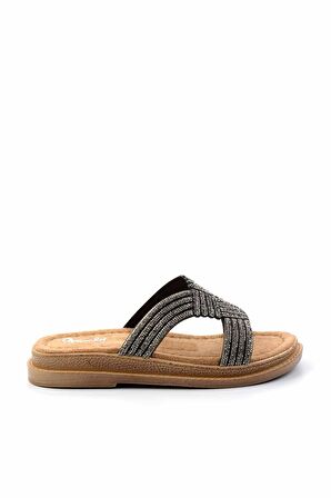 Siyah Taşlı  Kadın Terlik K04823004687