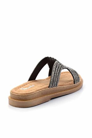 Siyah Taşlı  Kadın Terlik K04823004687