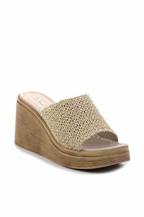 Bej Hasır  Kadın Terlik K04823005328