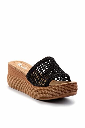 Siyah Örgü  Kadın Terlik K04823004316