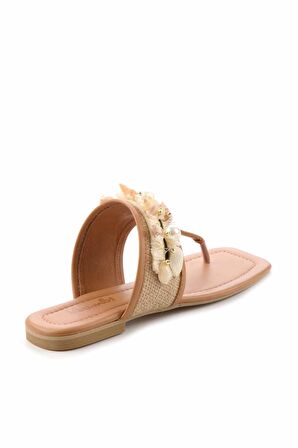 Bambi Camel Hakiki Deri Kadın Terlik K04862025003