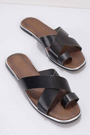 Bambi Siyah Hakiki Deri Kadın Terlik K04921001003