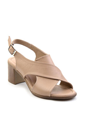 Bej Hakiki Deri Kadın Sandalet K05040030103