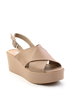 Bej Leather Kadın Sandalet K05040030503