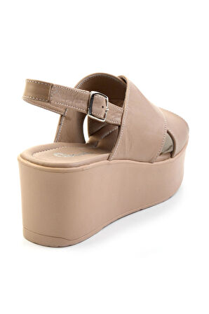 Bej Leather Kadın Sandalet K05040030503