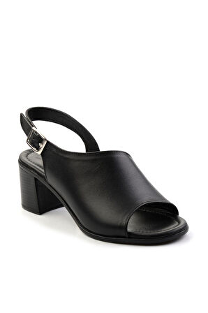 Siyah Leather Kadın Sandalet K05040030203
