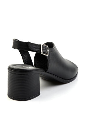 Siyah Leather Kadın Sandalet K05040030203