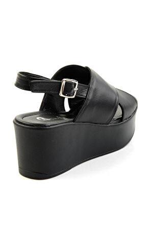 Siyah Leather Kadın Sandalet K05040030503