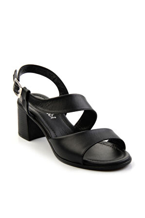 Siyah Leather Kadın Sandalet K05040005903