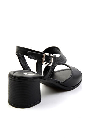Siyah Leather Kadın Sandalet K05040005903