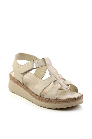 Bej Leather Kadın Sandalet K05087400603