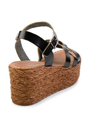 Siyah Leather Kadın Sandalet K05197003803