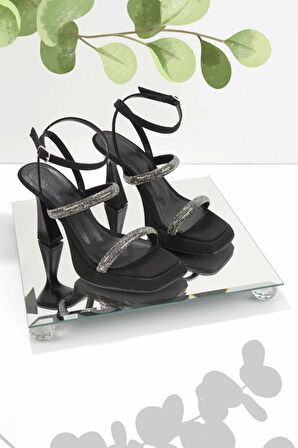 Mat Siyah Saten  Kadın Abiye Ayakkabı K05215400838