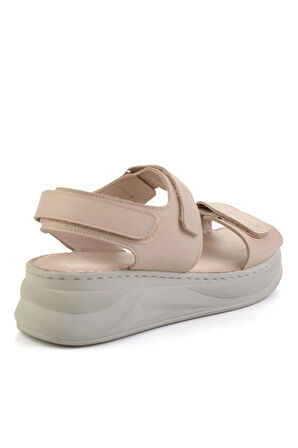 Bej Hakiki Deri Kadın Sandalet K05281018103