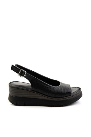 Siyah Leather Kadın Sandalet K05299112603