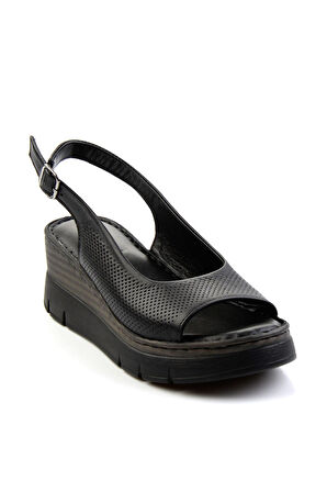 Siyah Leather Kadın Sandalet K05299112603