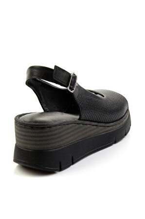 Siyah Leather Kadın Sandalet K05299112603