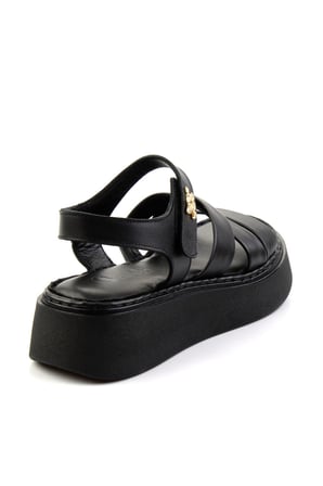 Siyah Leather Kadın Sandalet K05299113603